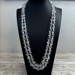 Western Germany Aurora Borealis Double Strand Crystal Beaded Necklace